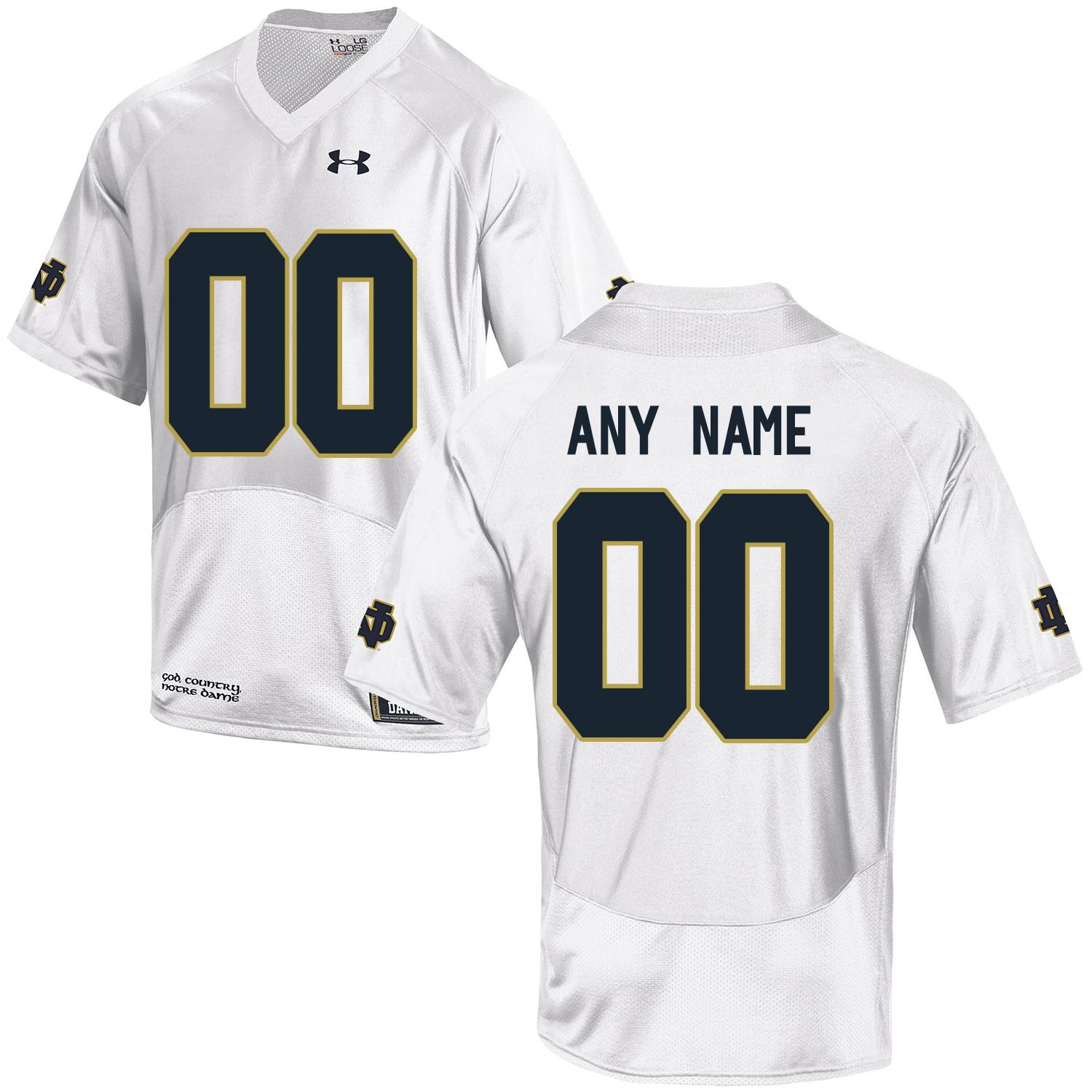 Men Norte Dame Fighting Irish #00 Any Name White Customized NCAA Jerseys->->Custom Jersey